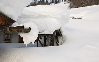 large amounts of snow at our alpine cabin