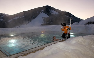 heated outdoor pool in winter